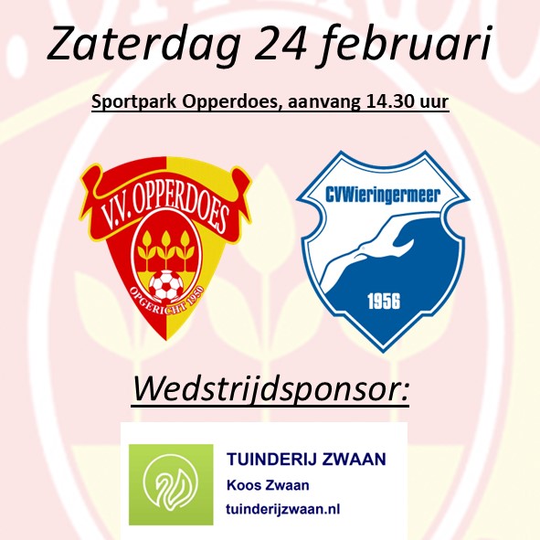 Derby Day: tegen Wieringermeer met Tuinderij Zwaan als wedstrijdsponsor!