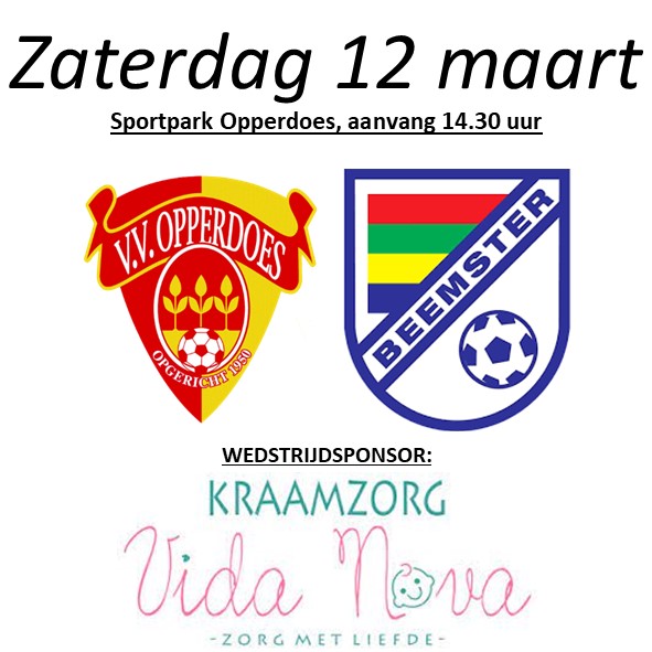 Kraamzorg Vida Nova Sponsor Bij Wedstrijd Tegen Beemster 